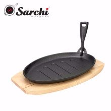 Cast Iron Steak Pan With Wooden Tray